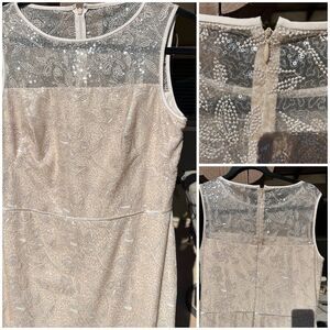 Ralph Lauren Formal Dress Women 10 Champagne Nude Sequin Sleeveless Party